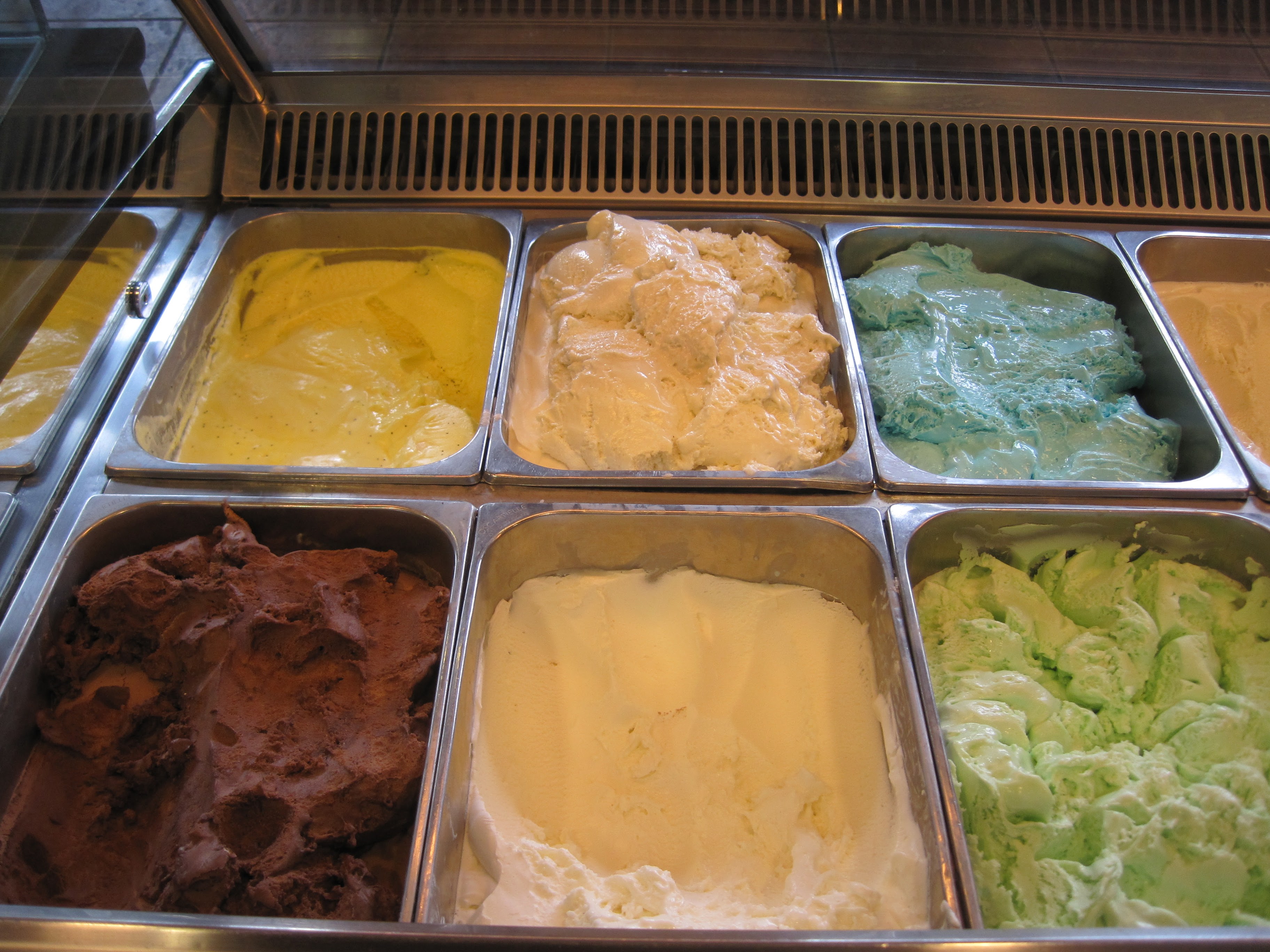 Colorful ice cream display case